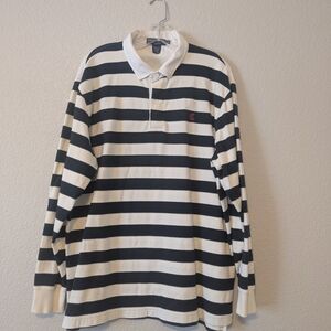 Daniel Cremieux Navy and White Striped Rugby Shirt